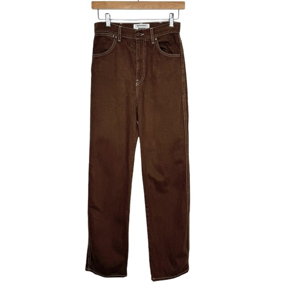 Reformation | Cowboy High Rise Straight Jeans 24 Chocolate Brown Organic Cotton - Picture 2 of 8